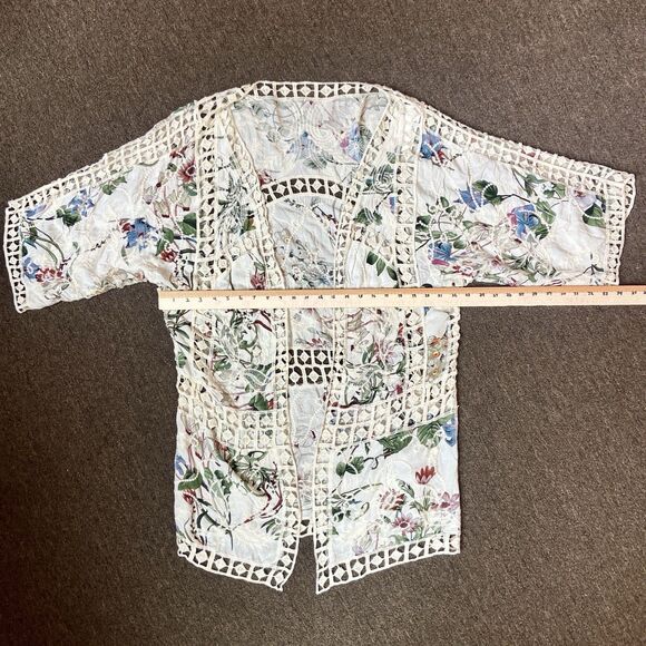 NWT Kimono/Cover Up One Size Embroidered/Crochet Beautiful Print/Colors Cruise - Picture 8 of 16